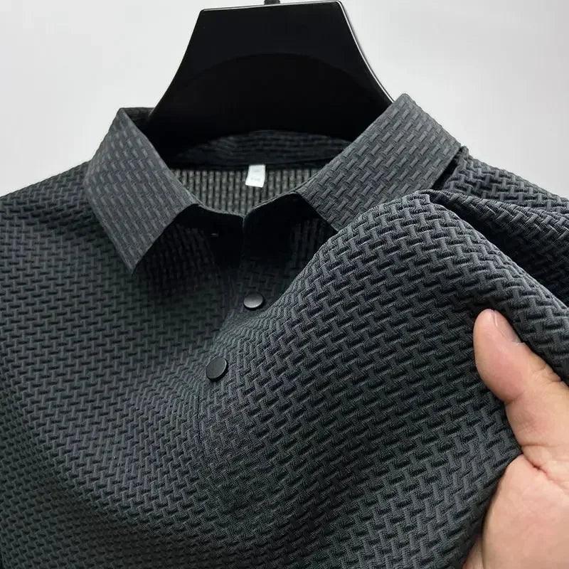 Men’s Breathable Polo Shirt – Lightweight Short Sleeve Smart Casual Top men-tshirt AllTrendMart Grey S