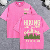 Unisex Vintage Washed T-Shirt – Hiking Mountain Graphic Cotton Loose Fit Tee unisex-tshirt AllTrendMart Rose Red XS