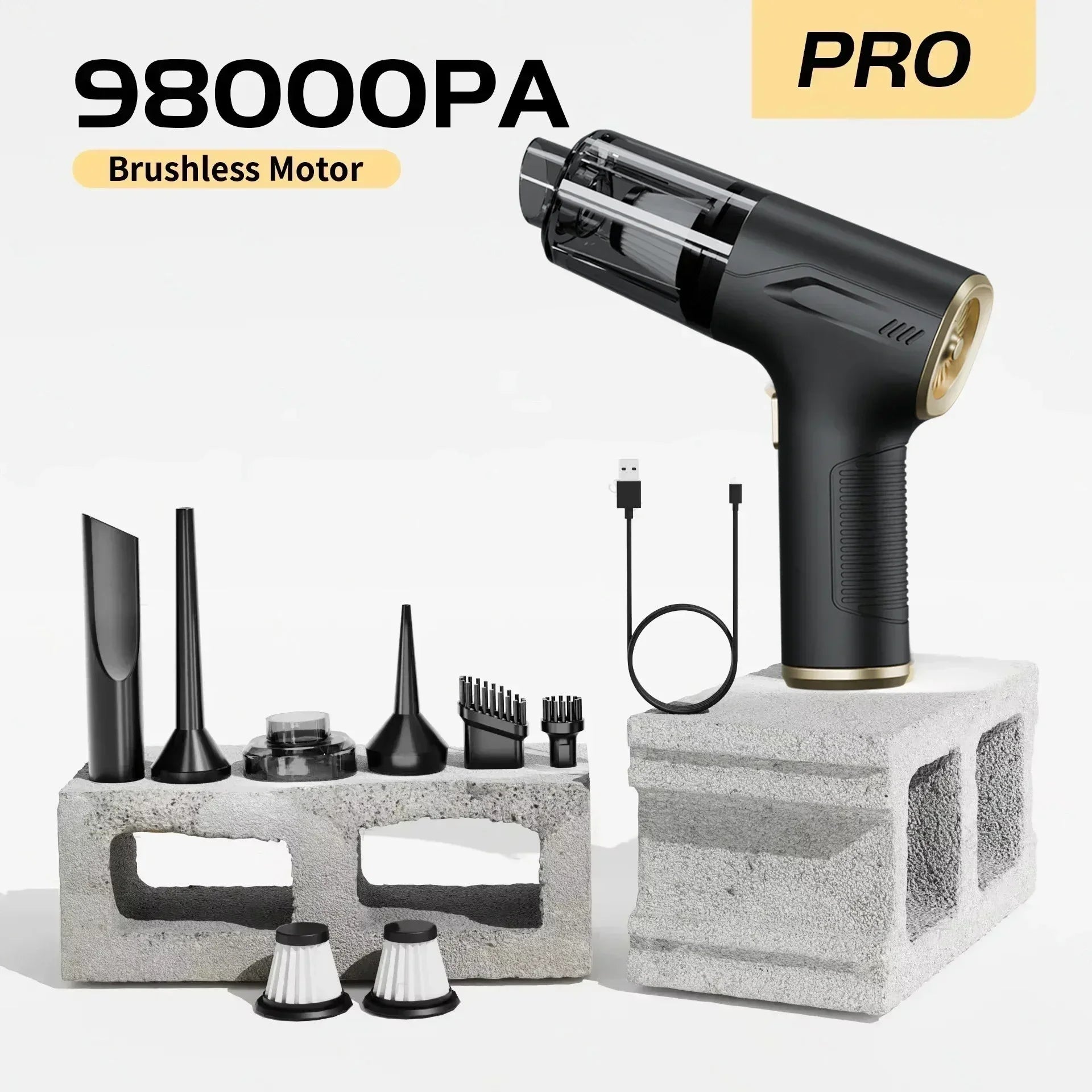 Powerful Mini Car Vacuum – Cordless & Portable