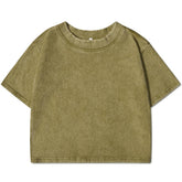 Women’s Washed Crop T-Shirt – Vintage Cotton Streetwear Slim Fit Tee women-tshirt AllTrendMart Brown S