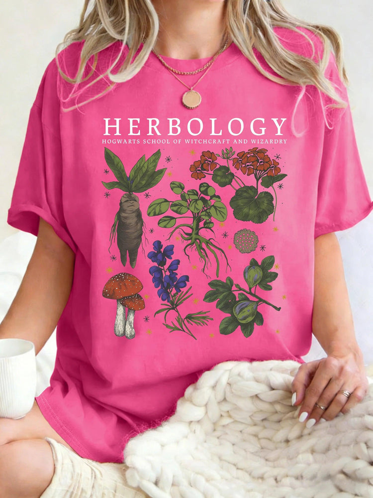 Women’s Herbology Graphic Cotton T-Shirt – Vintage Botanical Casual Tee women-tshirt AllTrendMart