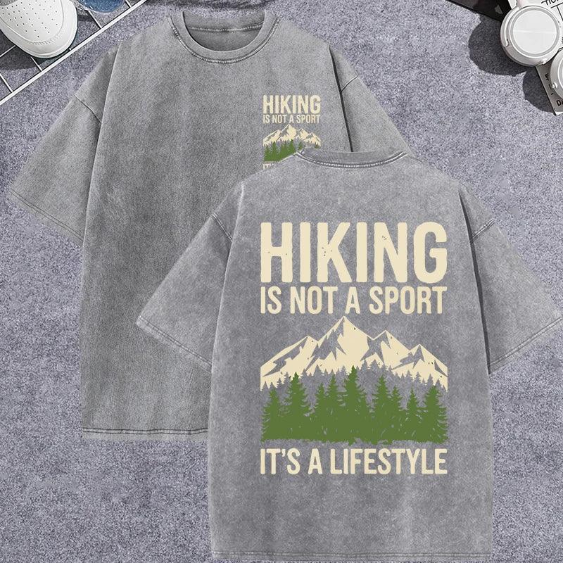 Unisex Vintage Washed T-Shirt – Hiking Mountain Graphic Cotton Loose Fit Tee unisex-tshirt AllTrendMart Gray XS