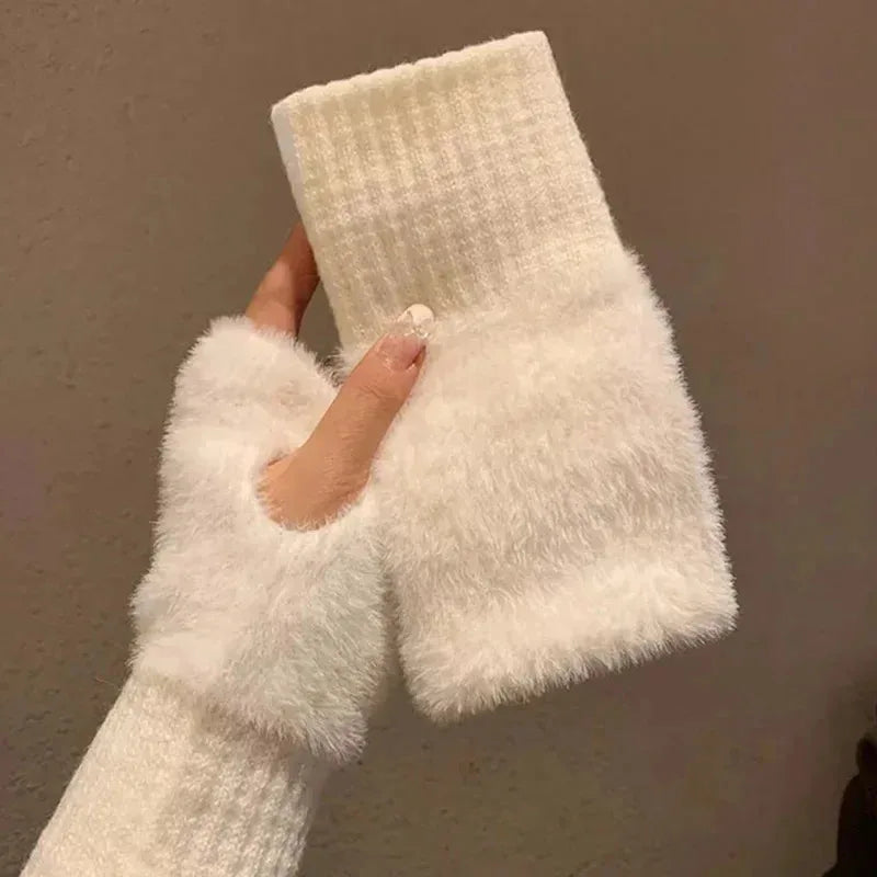 Women Fingerless Knit Gloves – Soft Warm Winter Gloves
