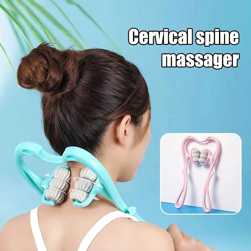 Multifunctional Six-Wheel Manual Neck Massager Roller