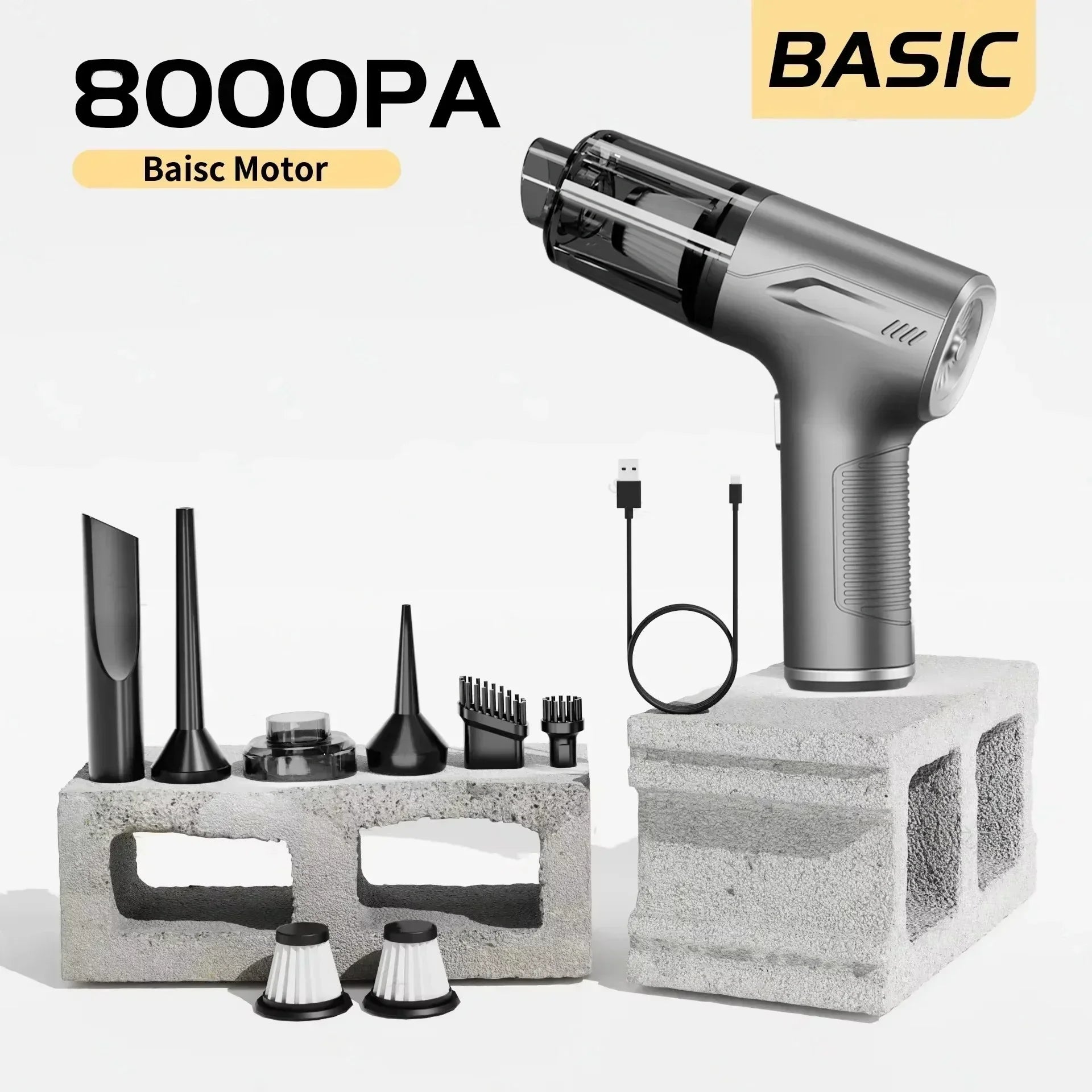 Powerful Mini Car Vacuum – Cordless & Portable