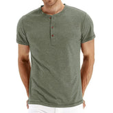 Men’s Cotton Henley T-Shirt – Slim Fit Short Sleeve Casual Tee men-tshirt AllTrendMart Green S