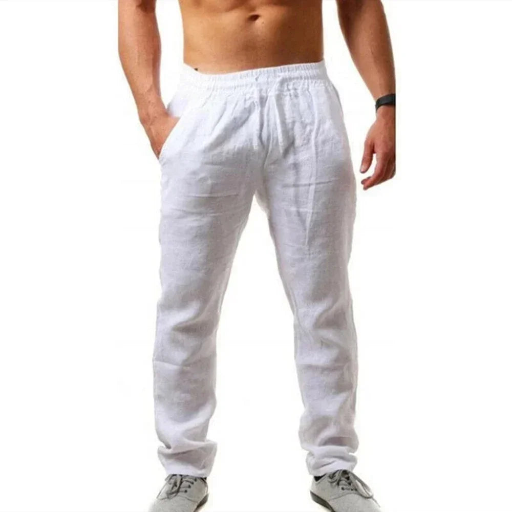 Men Linen Drawstring Pants – Casual Summer Trousers