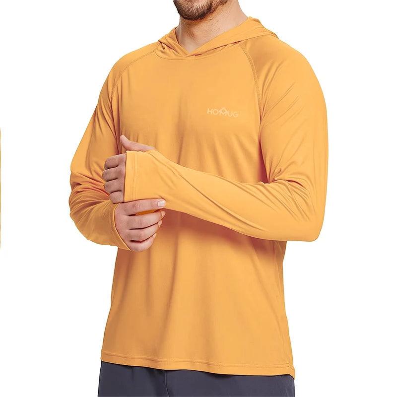 Men’s UPF50+ Sun Protection Hoodie T-Shirt – Quick Dry Long Sleeve Performance Top men-tshirt AllTrendMart Yellow S