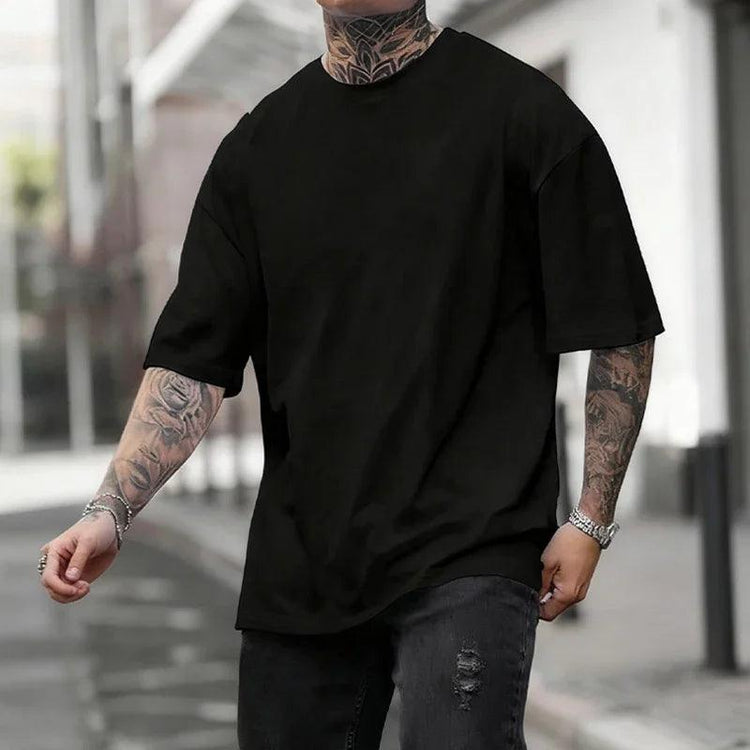 Men’s Cotton Basic T-Shirt – Casual Loose Fit Short Sleeve Tee men-tshirt AllTrendMart Black S