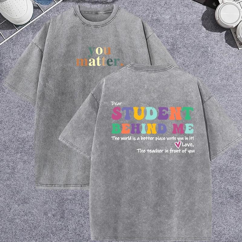 Unisex Vintage Washed T-Shirt – “You Matter” Graphic Cotton Loose Fit Tee unisex-tshirt AllTrendMart Gray XS