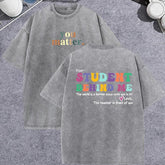Unisex Vintage Washed T-Shirt – “You Matter” Graphic Cotton Loose Fit Tee unisex-tshirt AllTrendMart Gray XS