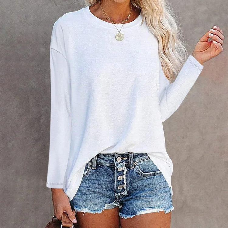 Women’s Cotton Long Sleeve T-Shirt – Casual Loose Fit Basic Tee women-tshirt AllTrendMart