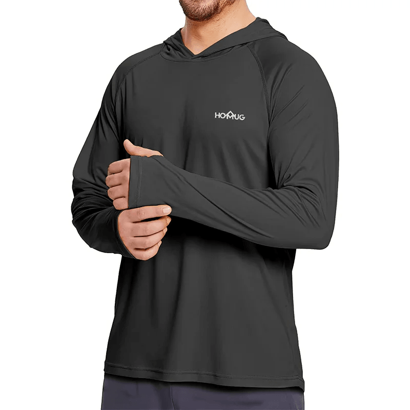 Men’s UPF50+ Sun Protection Hoodie T-Shirt – Quick Dry Long Sleeve Performance Top men-tshirt AllTrendMart Black S