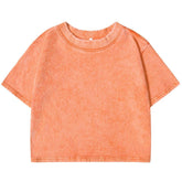 Women’s Washed Crop T-Shirt – Vintage Cotton Streetwear Slim Fit Tee women-tshirt AllTrendMart Orange S