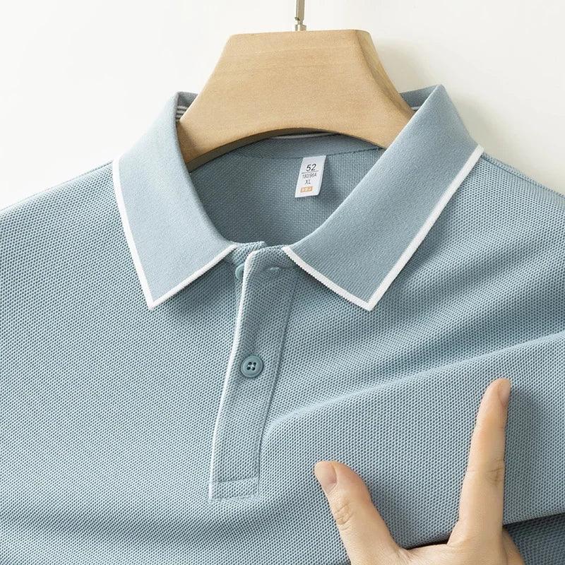 Men’s Business Casual Polo T-Shirt – Short Sleeve Solid Color Top men-tshirt AllTrendMart