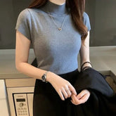 Women Half High Neck T-Shirt – Slim Fit Casual Elegant Top women-tshirt AllTrendMart