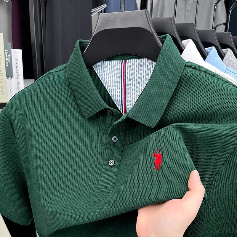 Men’s 100% Cotton Polo Shirt – Short Sleeve Classic Casual Summer Top men-tshirt AllTrendMart Dark green M