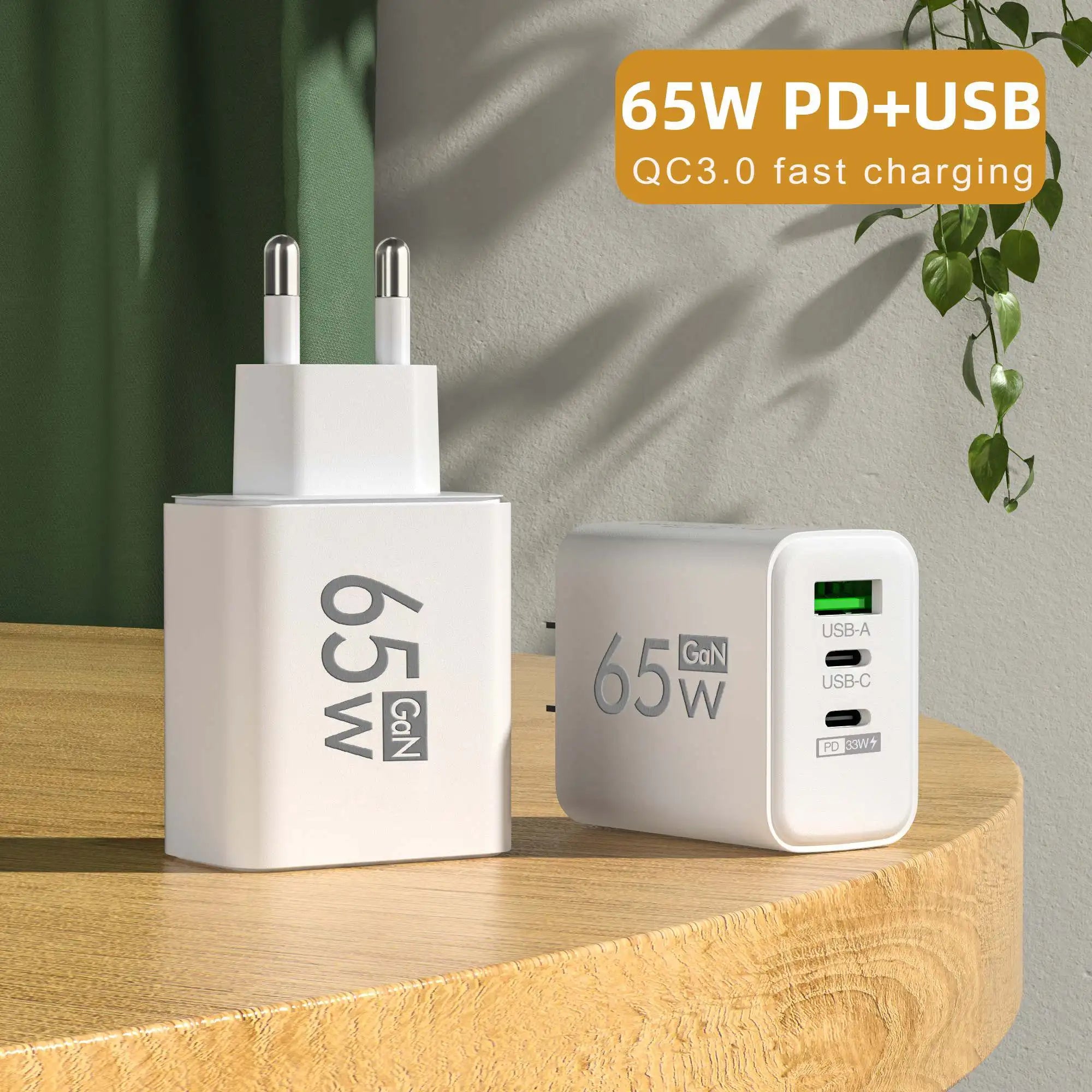 65W USB-C PD Fast Charger for iPhone & Android