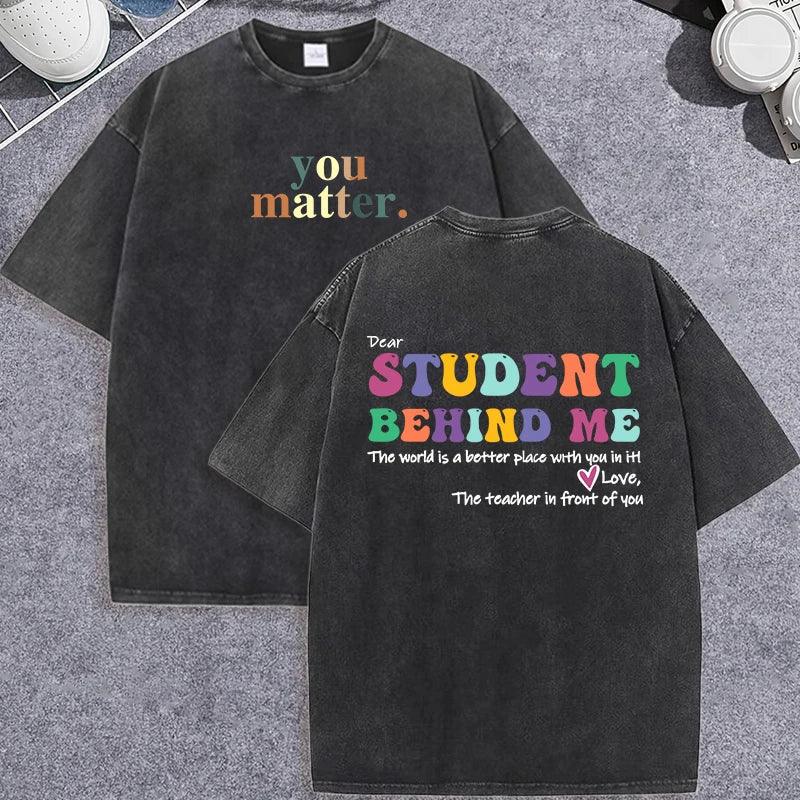 Unisex Vintage Washed T-Shirt – “You Matter” Graphic Cotton Loose Fit Tee unisex-tshirt AllTrendMart Black XS