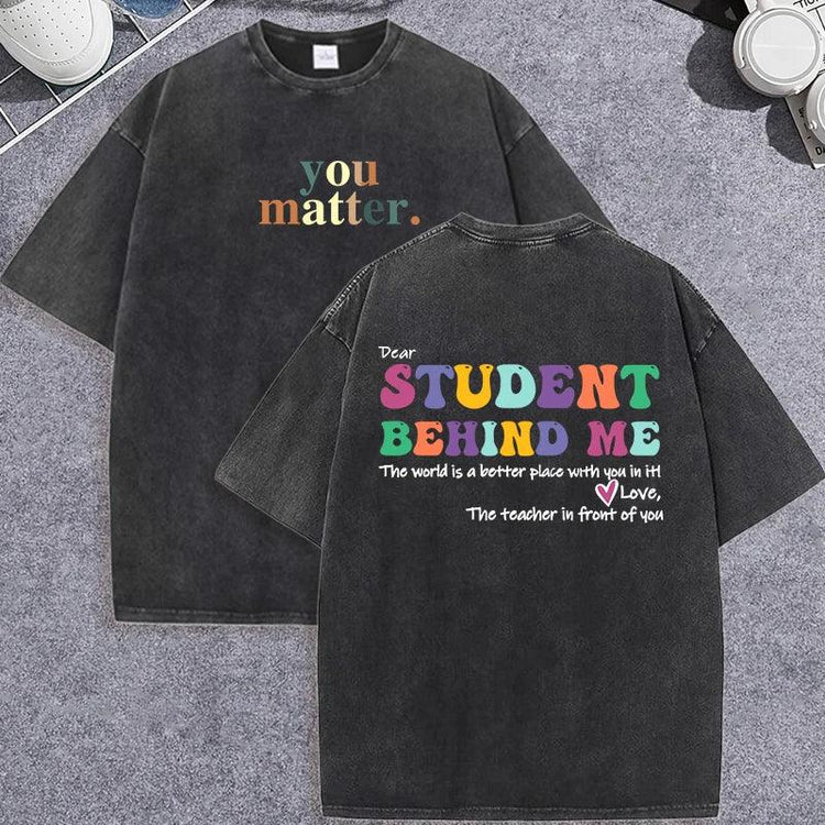 Unisex Vintage Washed T-Shirt – “You Matter” Graphic Cotton Loose Fit Tee unisex-tshirt AllTrendMart Black XS