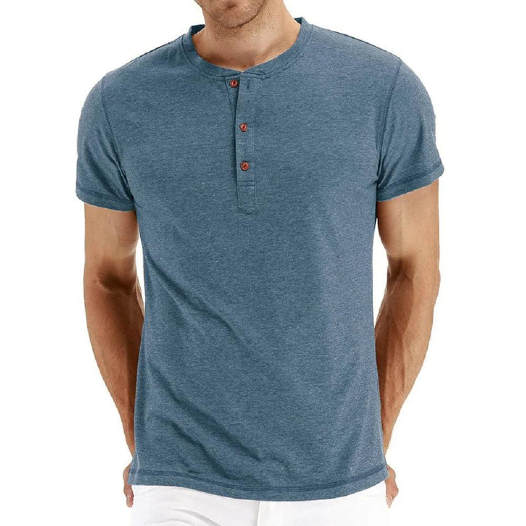 Men’s Cotton Henley T-Shirt – Slim Fit Short Sleeve Casual Tee men-tshirt AllTrendMart