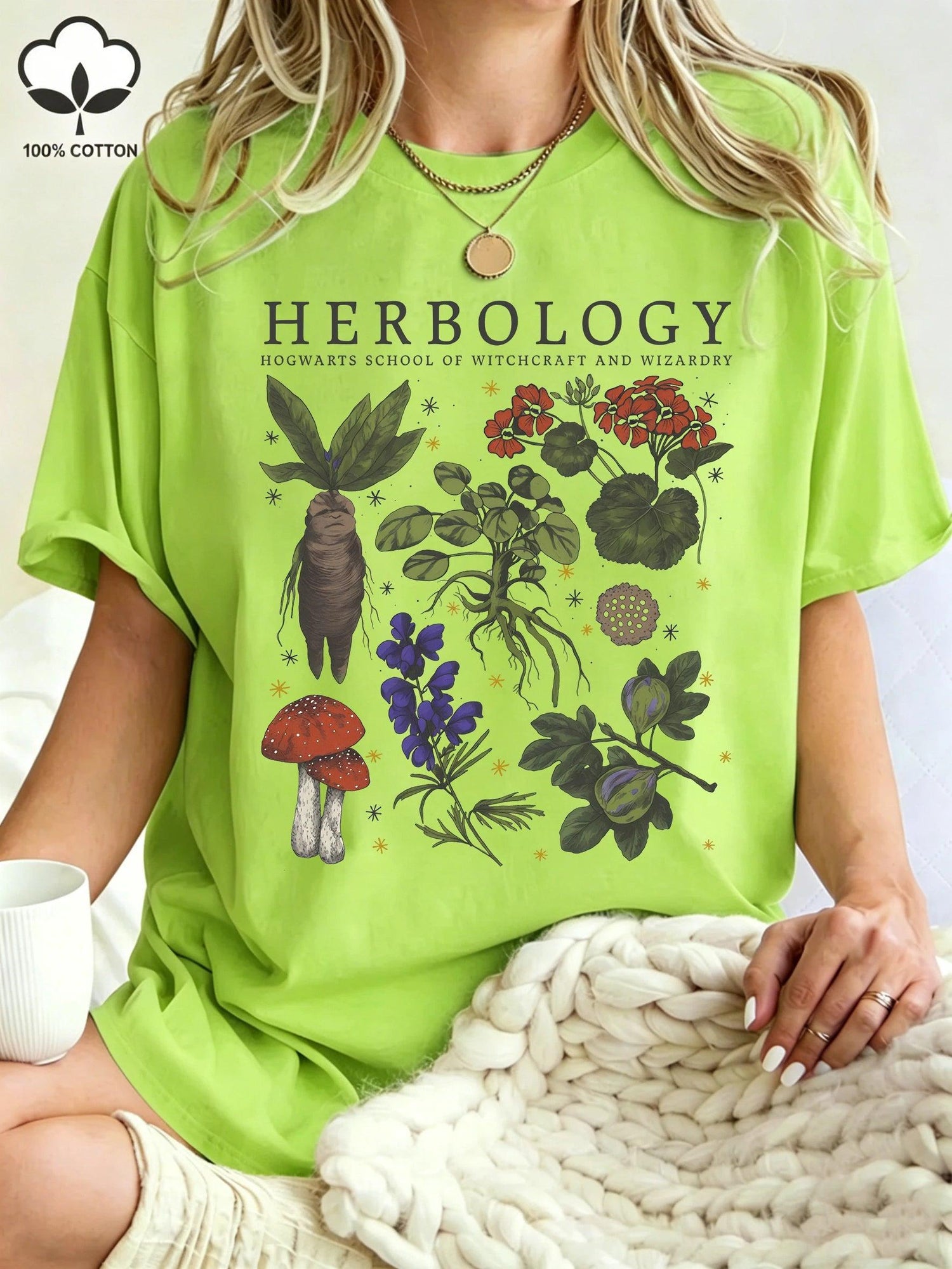 Women’s Herbology Graphic Cotton T-Shirt – Vintage Botanical Casual Tee women-tshirt AllTrendMart