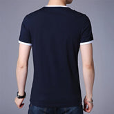 Men’s V-Neck Contrast Trim T-Shirt – Slim Fit Casual Summer Tee men-tshirt AllTrendMart