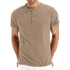 Men’s Cotton Henley T-Shirt – Slim Fit Short Sleeve Casual Tee men-tshirt AllTrendMart Khaki S