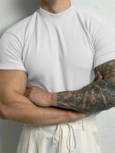 Men’s Striped Short Sleeve T-Shirt – High Collar Casual Fitness Top men-tshirt AllTrendMart