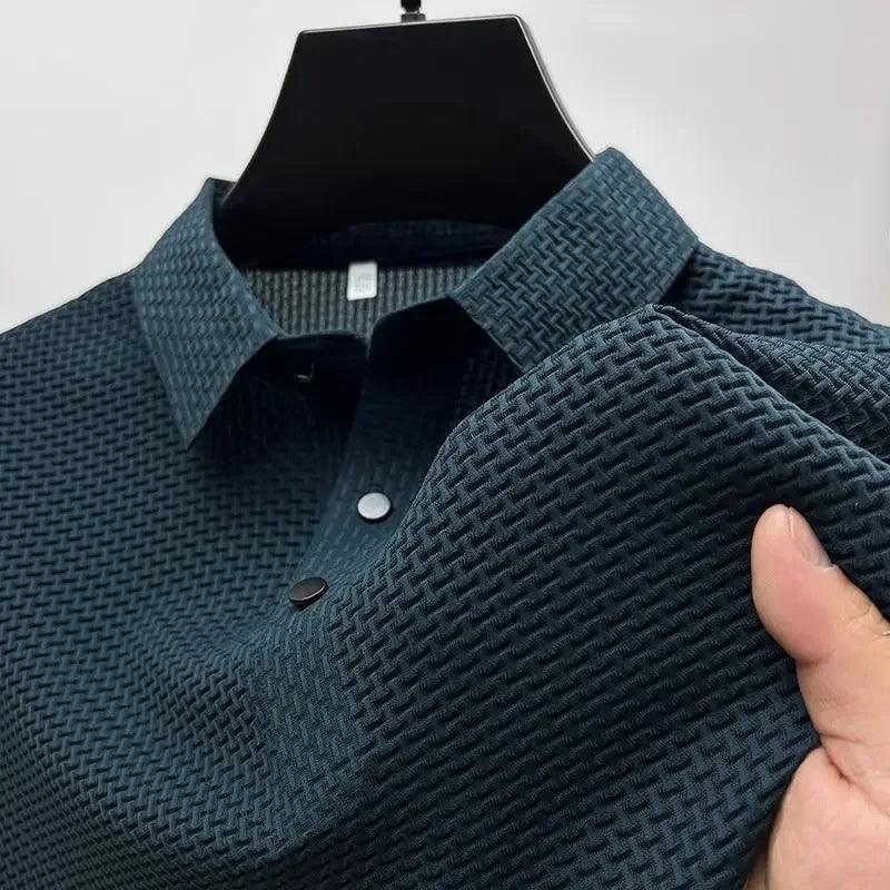 Men’s Breathable Polo Shirt – Lightweight Short Sleeve Smart Casual Top men-tshirt AllTrendMart Cyan S