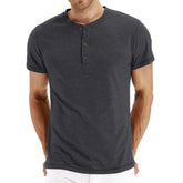 Men’s Cotton Henley T-Shirt – Slim Fit Short Sleeve Casual Tee men-tshirt AllTrendMart