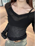 Women’s Sheer Long Sleeve T-Shirt – Slim Fit Lightweight Y2K Top women-tshirt AllTrendMart Black S