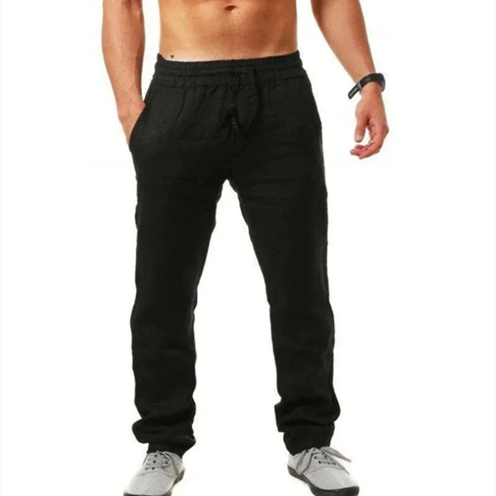 Men Linen Drawstring Pants – Casual Summer Trousers