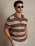 Men’s Knit Polo T-Shirt – Contrast Color Short Sleeve Casual Top men-tshirt AllTrendMart Brown S