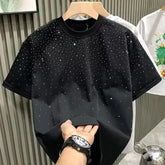 Unisex Rhinestone T-Shirt – Casual Short Sleeve Cotton Blend Tee unisex-tshirt AllTrendMart Black M 40-45KG