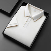 Men’s Business Casual Polo T-Shirt – Short Sleeve Solid Color Top men-tshirt AllTrendMart White M