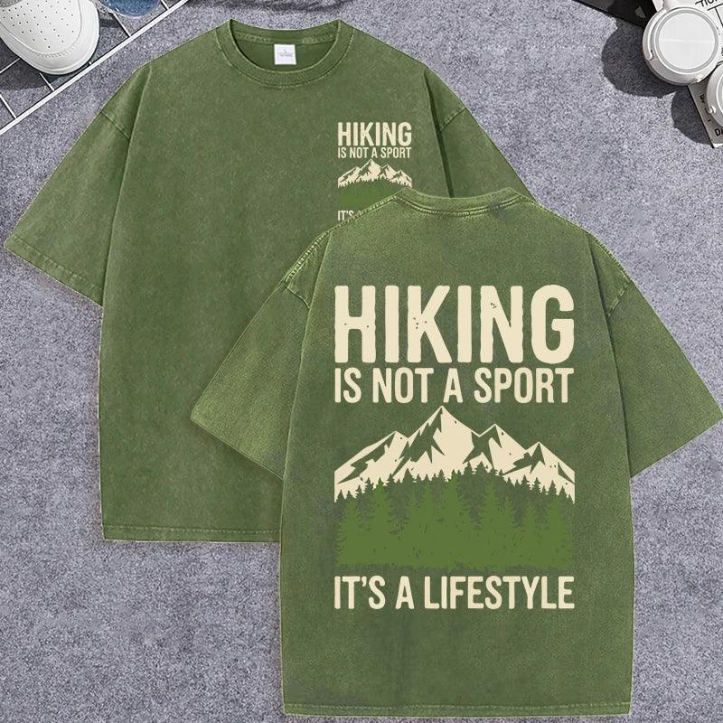 Unisex Vintage Washed T-Shirt – Hiking Mountain Graphic Cotton Loose Fit Tee unisex-tshirt AllTrendMart Dark Green XS