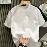 Unisex Rhinestone T-Shirt – Casual Short Sleeve Cotton Blend Tee unisex-tshirt AllTrendMart White M 40-45KG