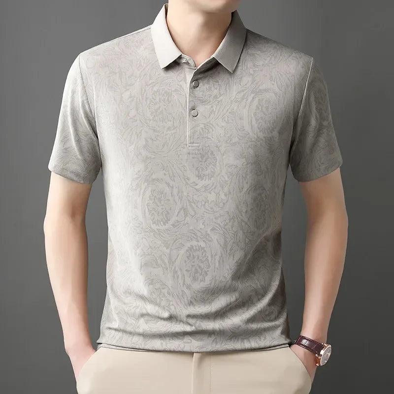 Men’s Casual Polo T-Shirt – Short Sleeve Solid Color Top men-tshirt AllTrendMart Beige M