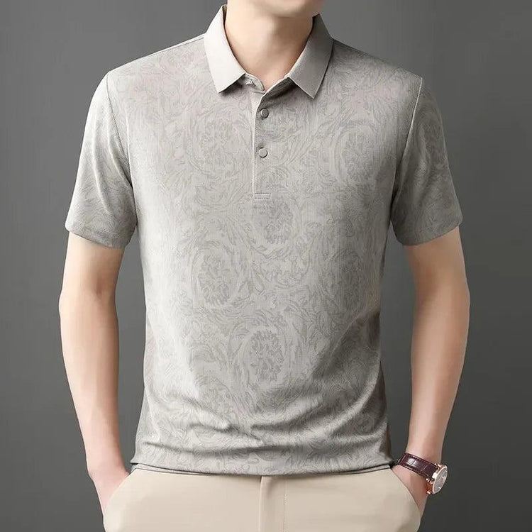 Men’s Casual Polo T-Shirt – Short Sleeve Solid Color Top men-tshirt AllTrendMart Beige M