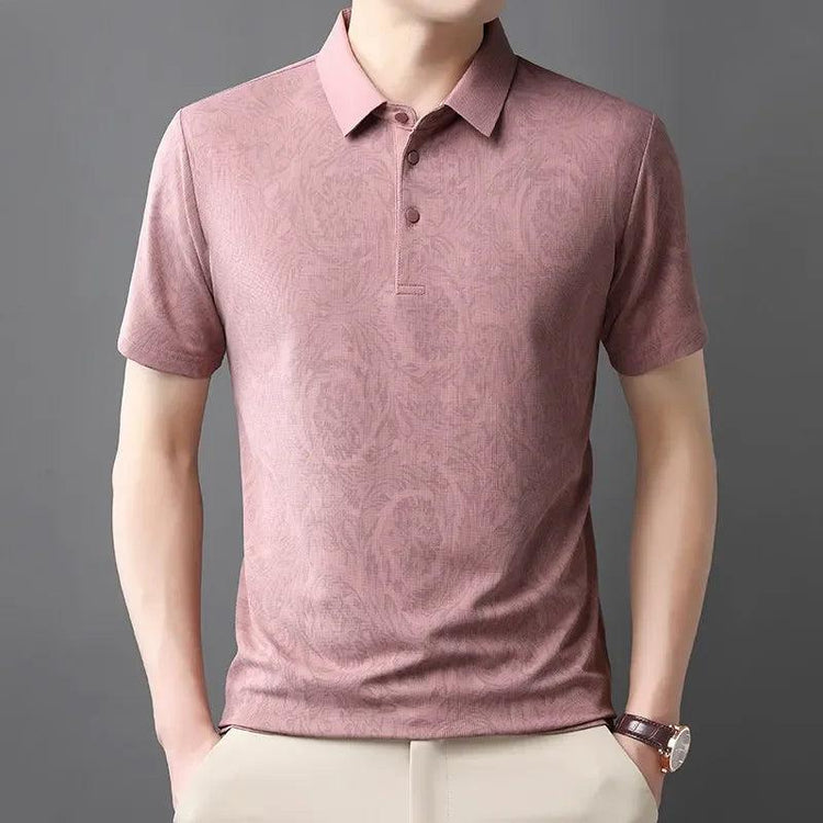 Men’s Casual Polo T-Shirt – Short Sleeve Solid Color Top men-tshirt AllTrendMart Pink 3XL