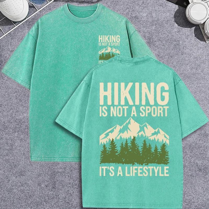 Unisex Vintage Washed T-Shirt – Hiking Mountain Graphic Cotton Loose Fit Tee unisex-tshirt AllTrendMart Green XS