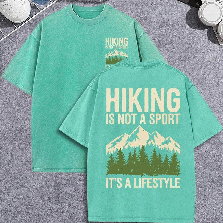 Unisex Vintage Washed T-Shirt – Hiking Mountain Graphic Cotton Loose Fit Tee unisex-tshirt AllTrendMart Green XS