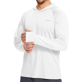 Men’s UPF50+ Sun Protection Hoodie T-Shirt – Quick Dry Long Sleeve Performance Top men-tshirt AllTrendMart White S
