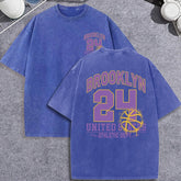 Unisex Vintage Washed T-Shirt – Brooklyn 24 Graphic Cotton Loose Fit Tee - AllTrendMart - image 2