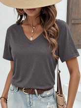 Women’s V-Neck T-Shirt – Soft Stretch Short Sleeve Casual Basic Tee women-tshirt AllTrendMart Gray S