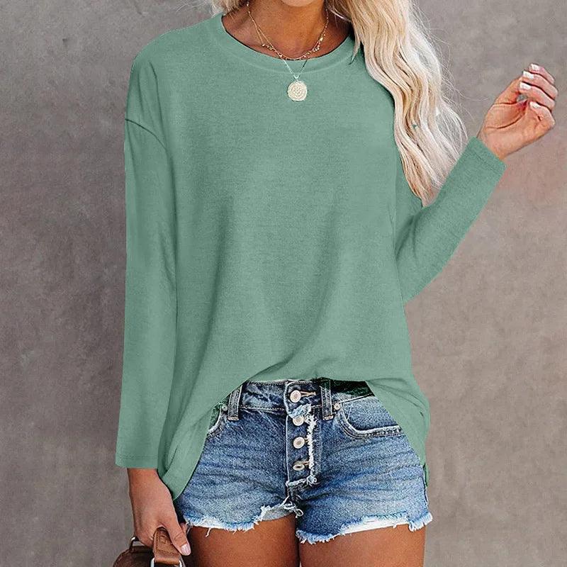 Women’s Cotton Long Sleeve T-Shirt – Casual Loose Fit Basic Tee women-tshirt AllTrendMart