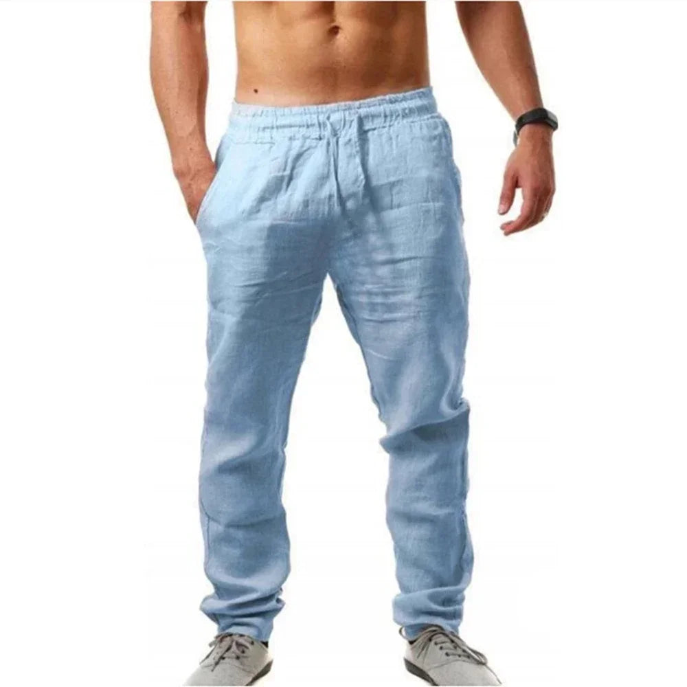 Men Linen Drawstring Pants – Casual Summer Trousers