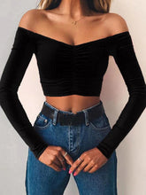 Women’s Off Shoulder Long Sleeve T-Shirt – Slim Fit Clubwear Top women-tshirt AllTrendMart