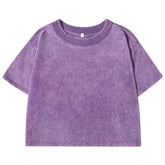 Women’s Washed Crop T-Shirt – Vintage Cotton Streetwear Slim Fit Tee women-tshirt AllTrendMart Purple S
